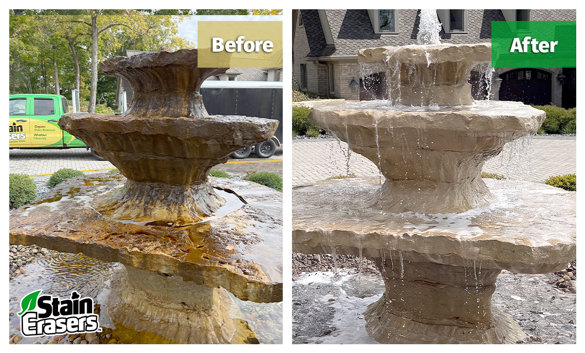 Residential fountain restored by Stain Erasers