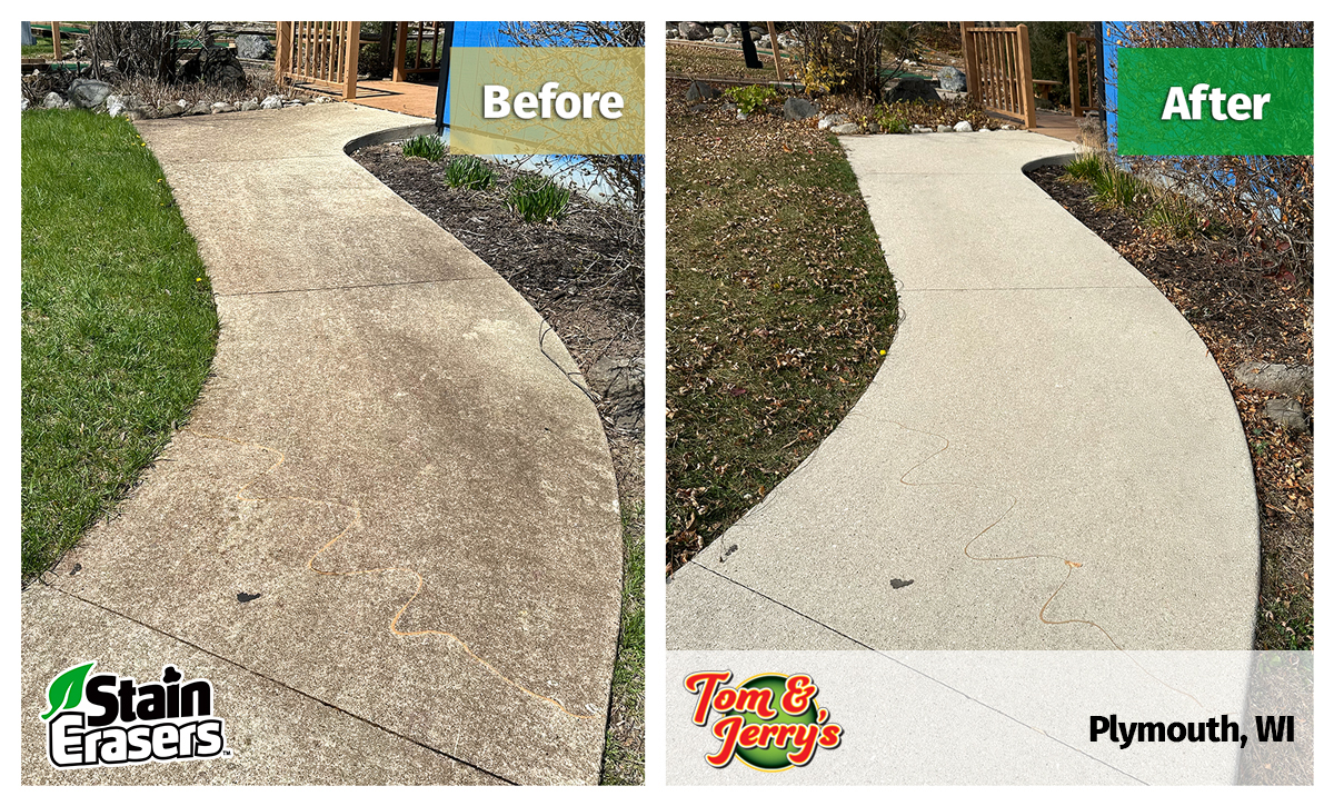 Sidewalk after cleaning by Stain Erasers